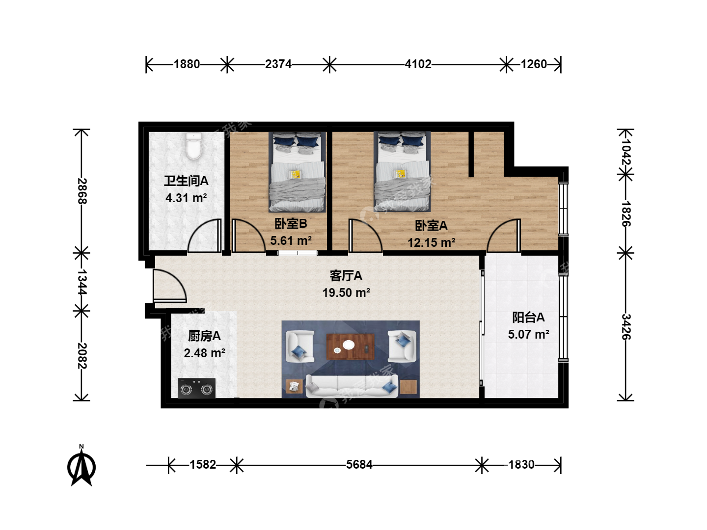 和平街·锦鸿阁·2室·1厅
