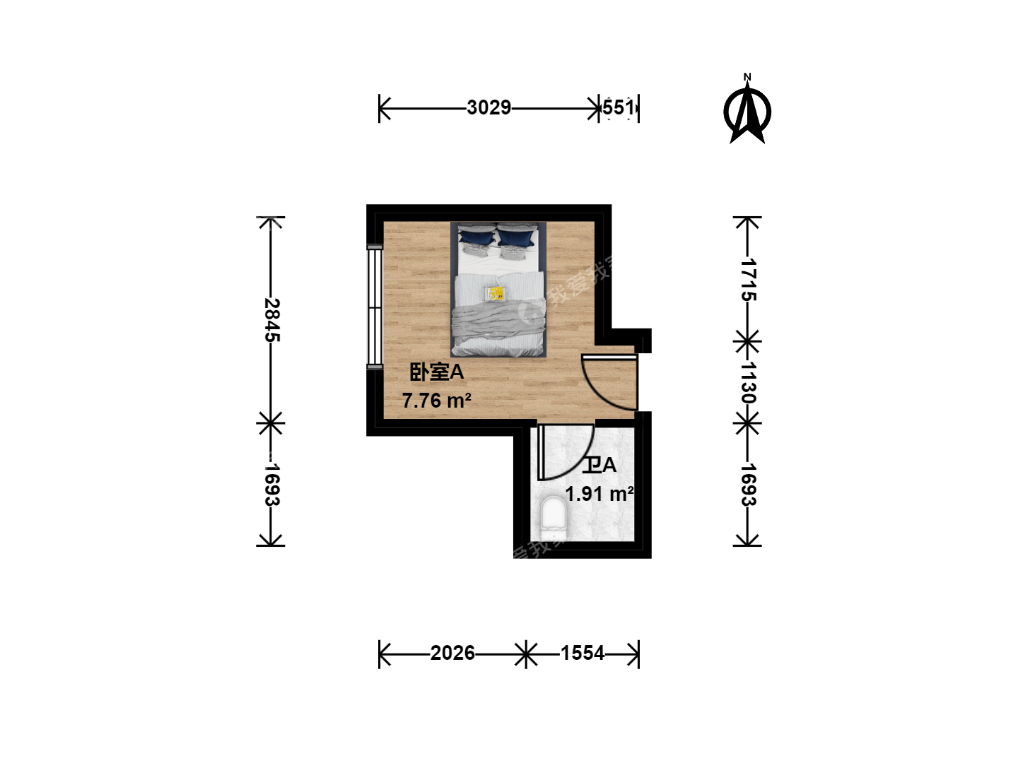 整租·牡丹园·庚坊国际·1室·1厅