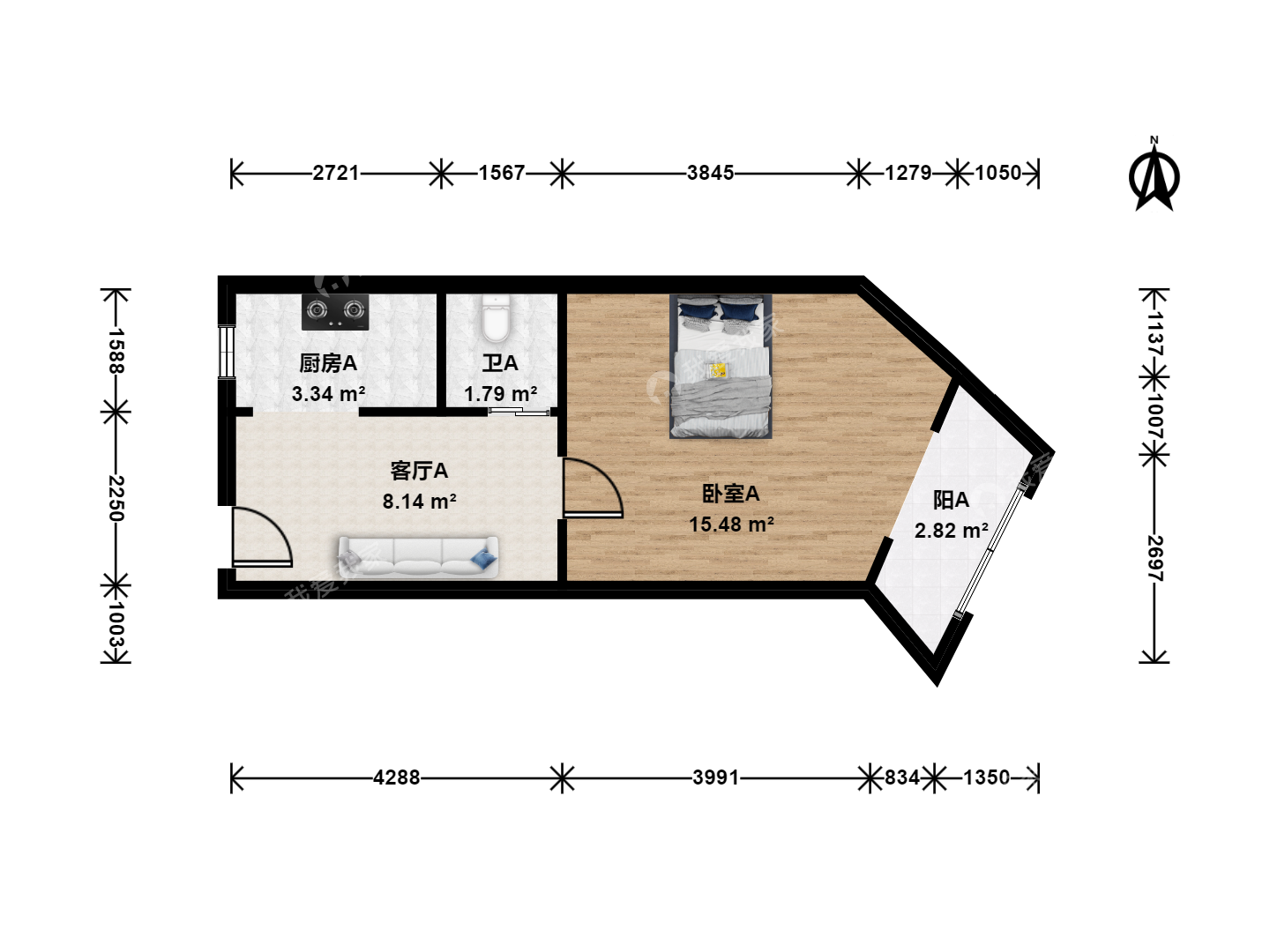 整租·和平里·和平里三区·1室·1厅
