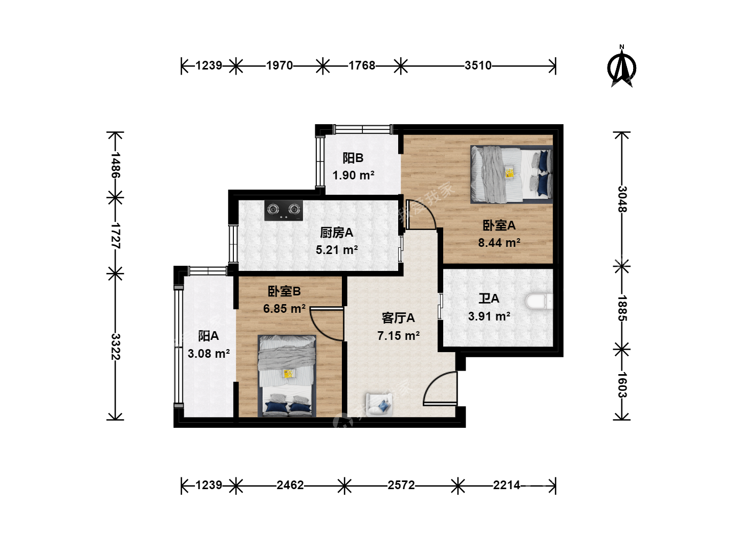整租·右安门内·新安中里·2室·1厅