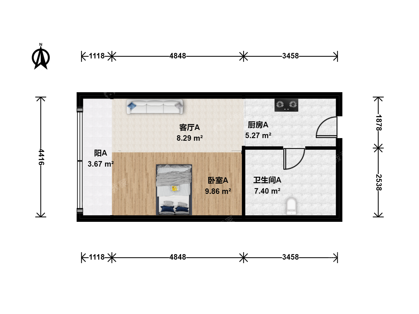 北京我爱我家北苑 · 旭辉奥都 · 1房间