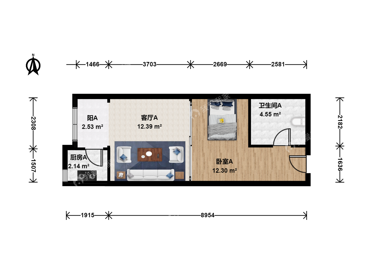 整租·亦庄开发区·上海沙龙·1室·1厅