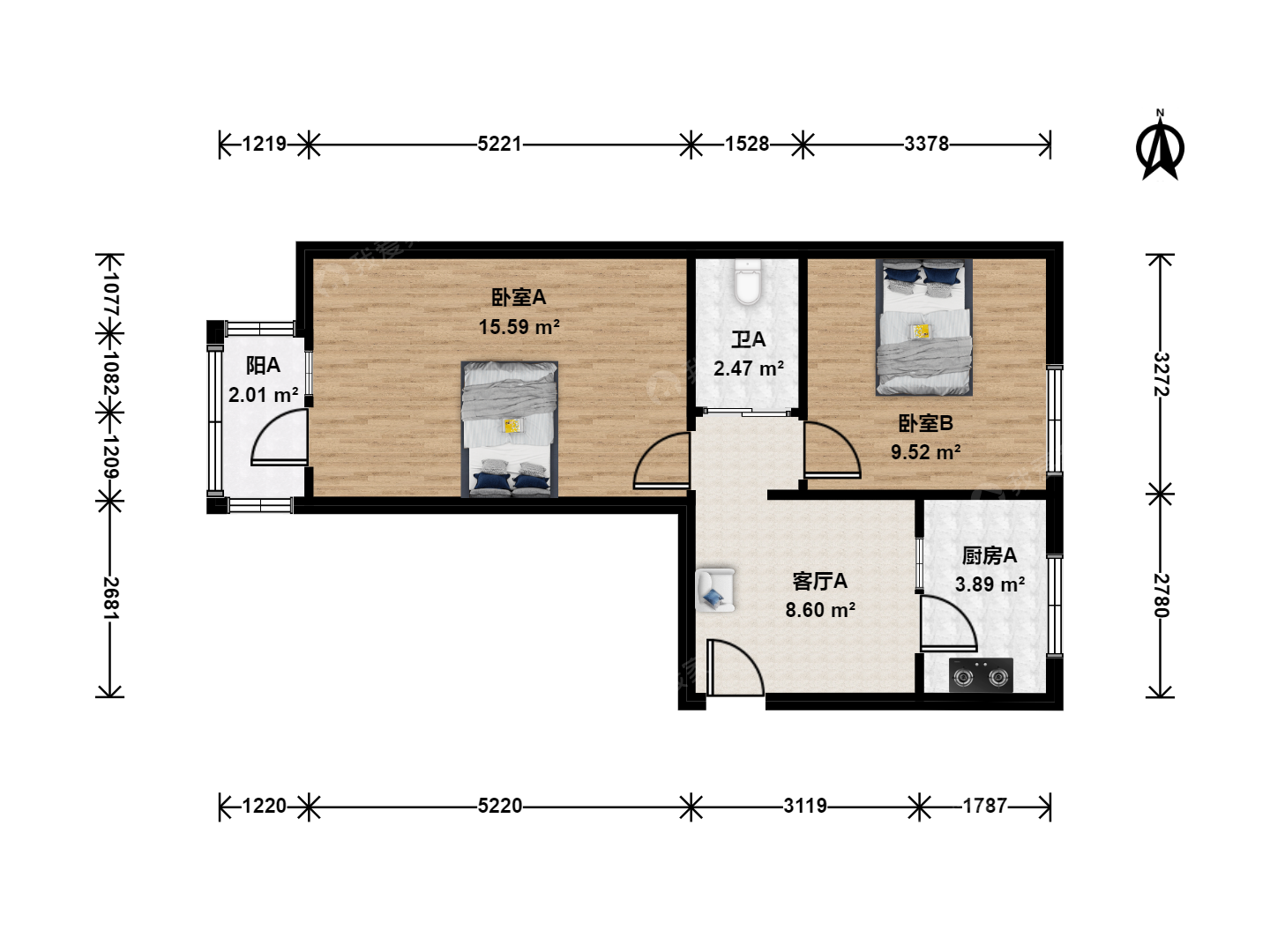 北京我爱我家整租·丰台其它·张郭庄小区·2室