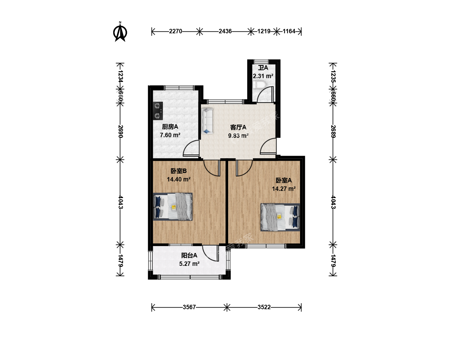 整租·城厢·高桥小区·2室·1厅