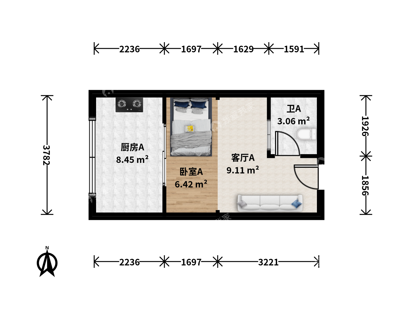 杭州我爱我家整租·青山湖·青山鹤岭·1室