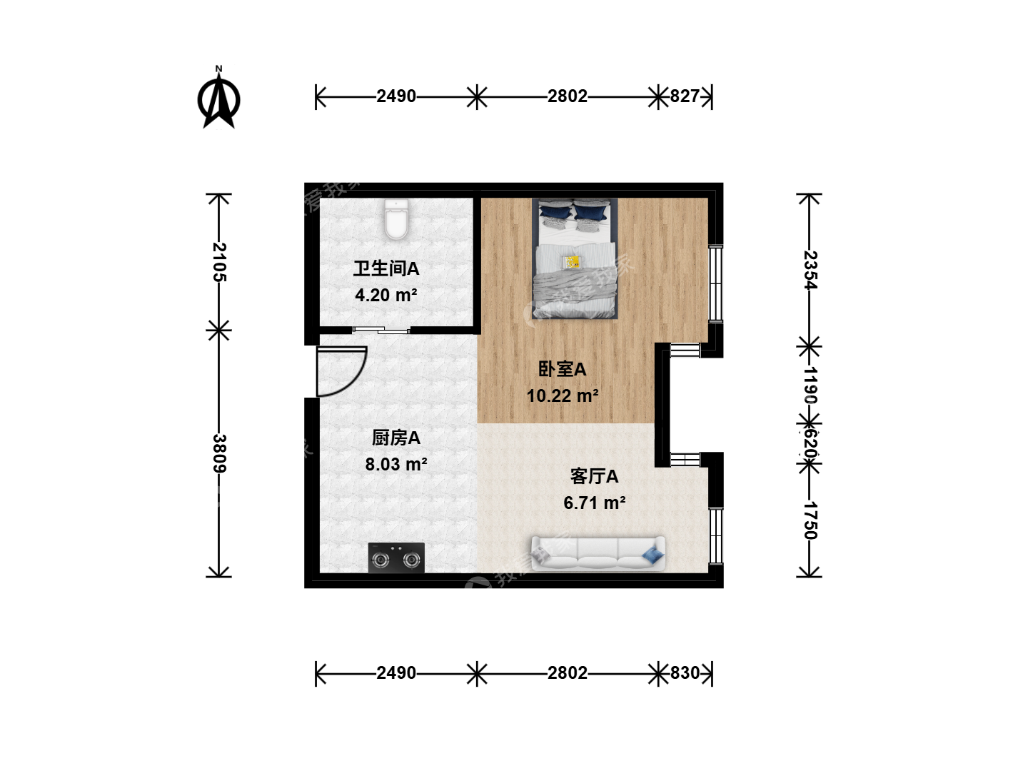 张贵庄街·跃丽大厦·1房间