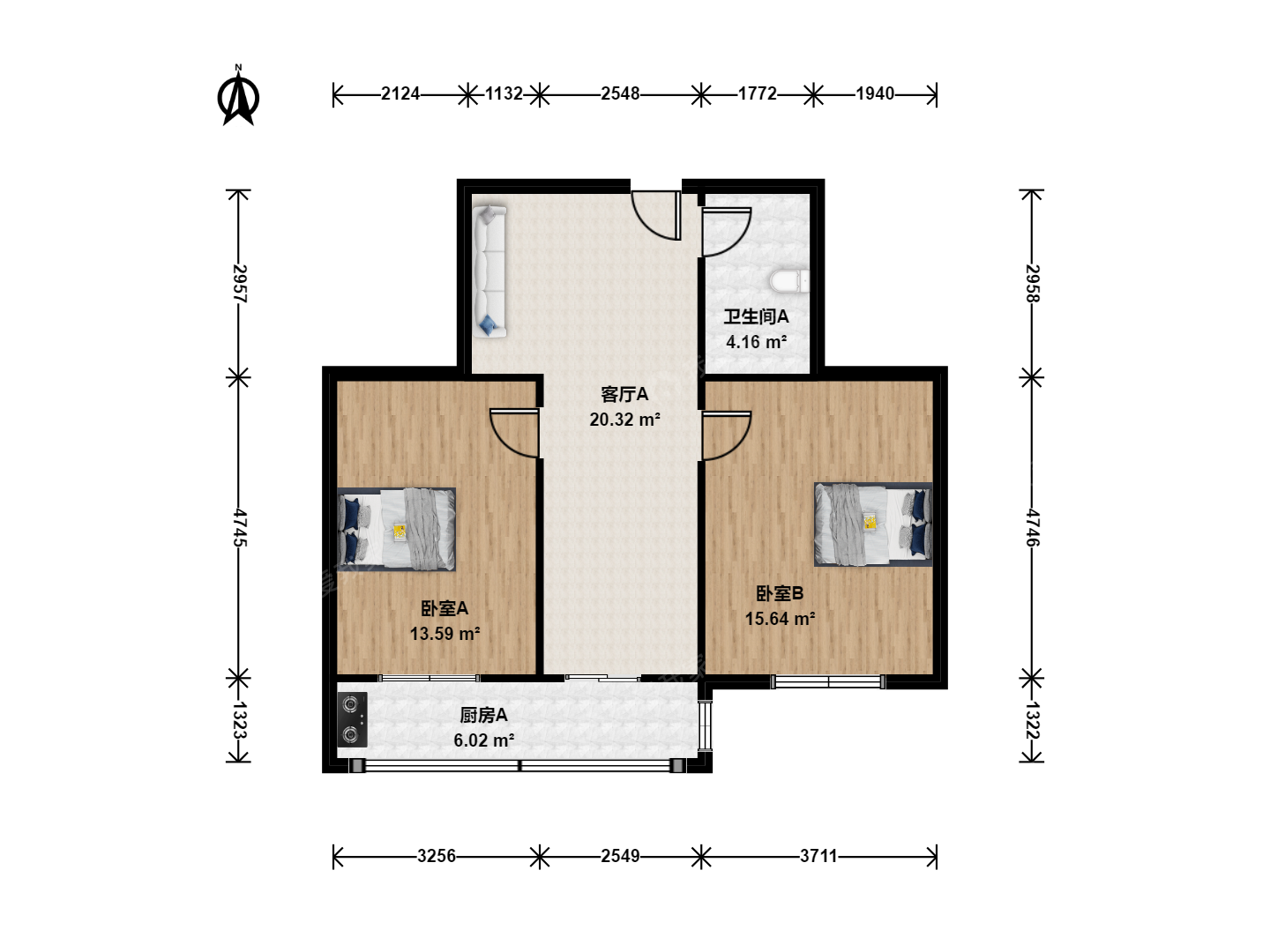 整租·万新街·跃进东里·2室·1厅