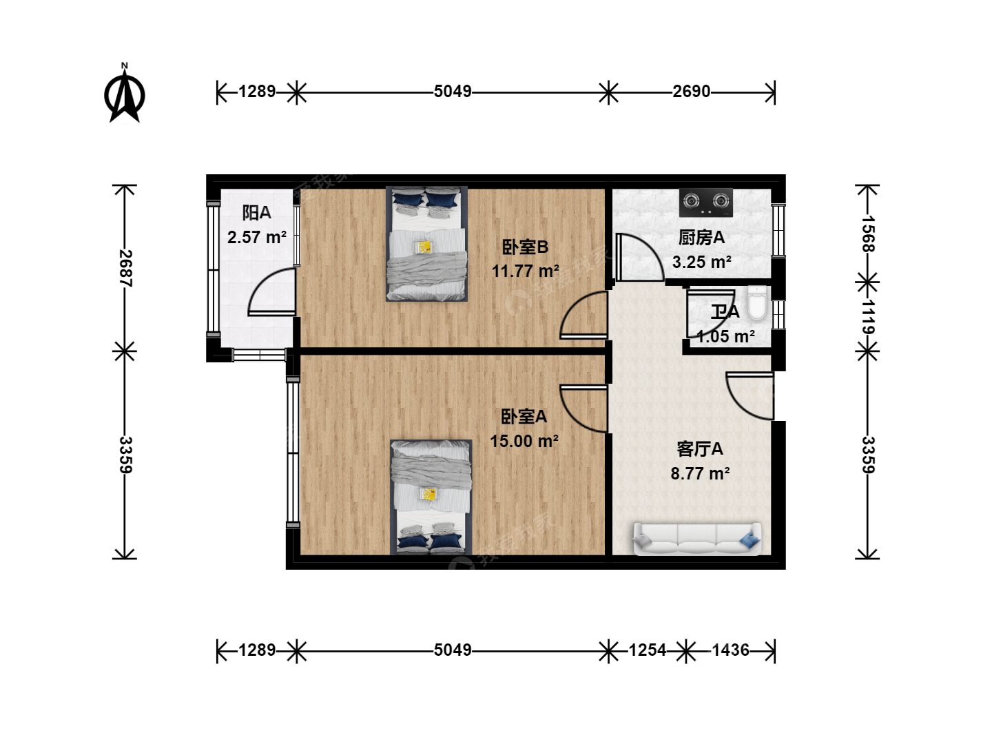 天津我爱我家整租 · 挂甲寺街 · 景兴西里 · 2室1厅