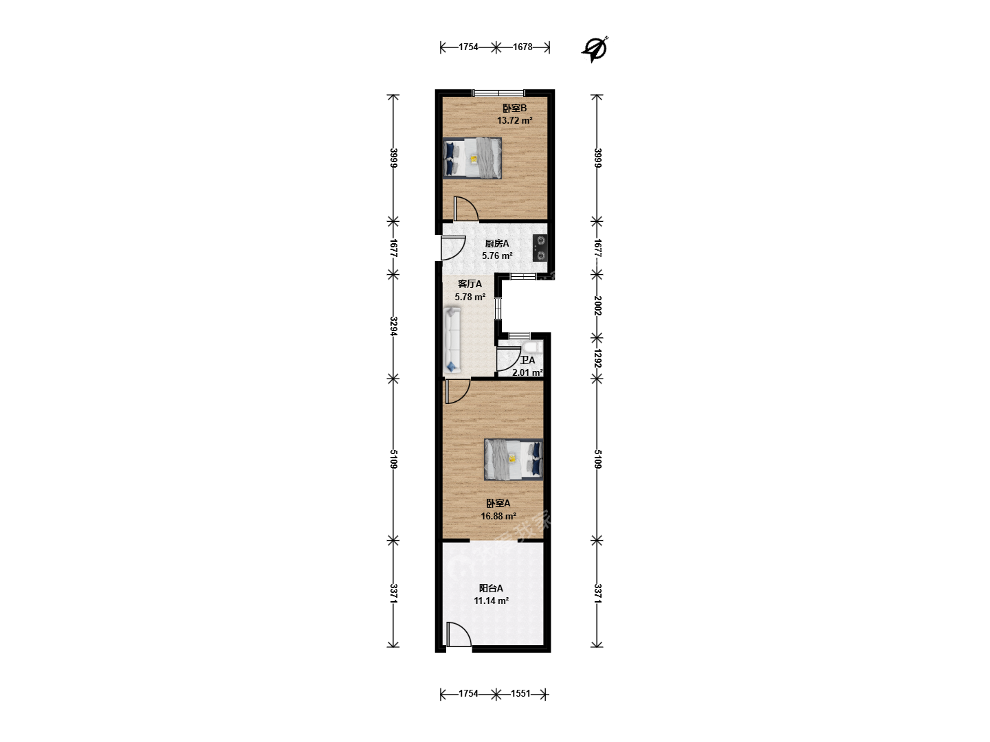 天津我爱我家整租 · 建昌道街 · 建昌里 · 2室1厅