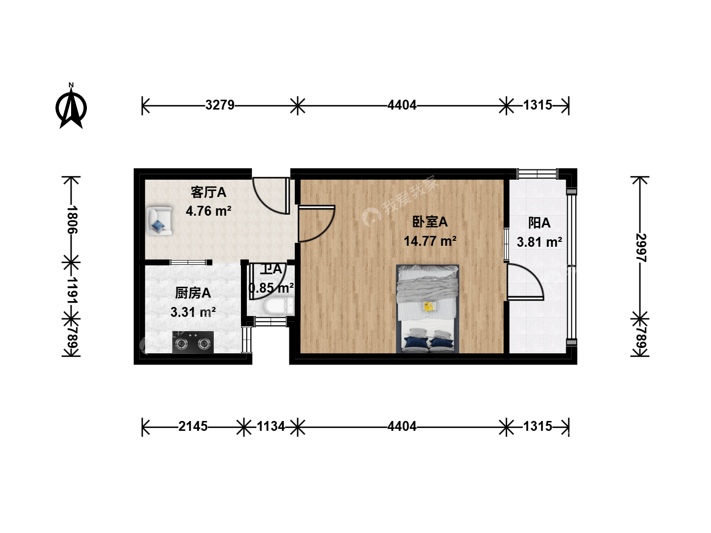 整租·越秀路街·珠海里·1室·1厅