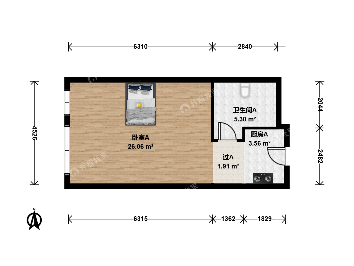 广开街·融侨融寓·1房间