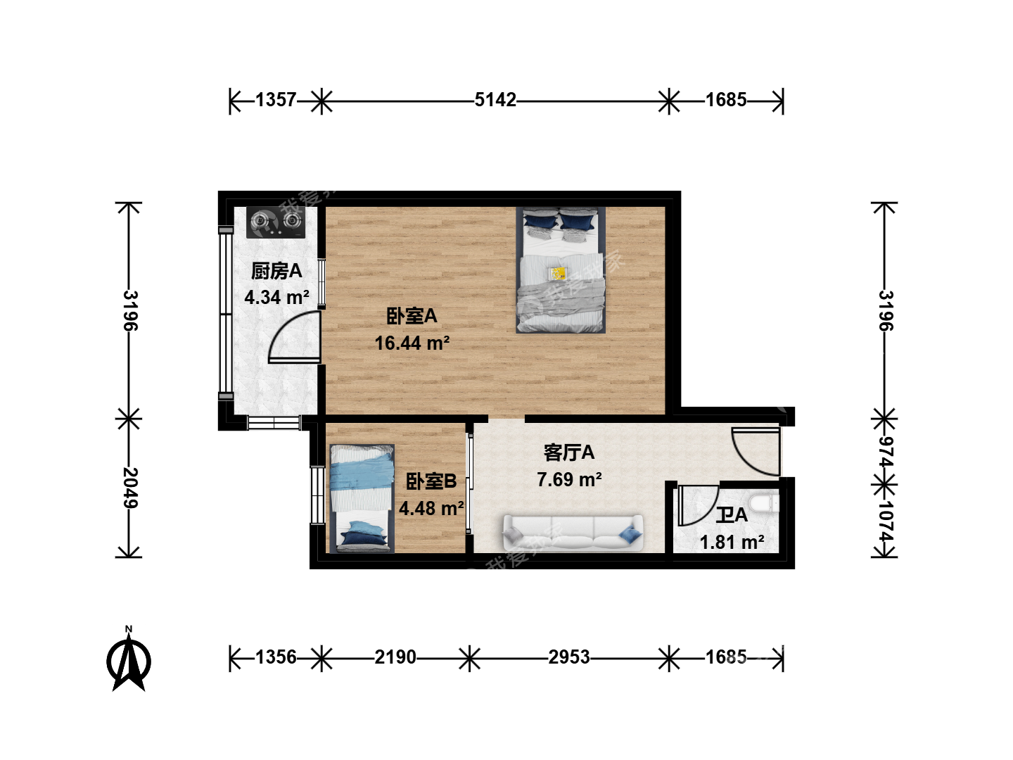 天津我爱我家整租 · 挂甲寺街 · 新城小区 · 1室1厅