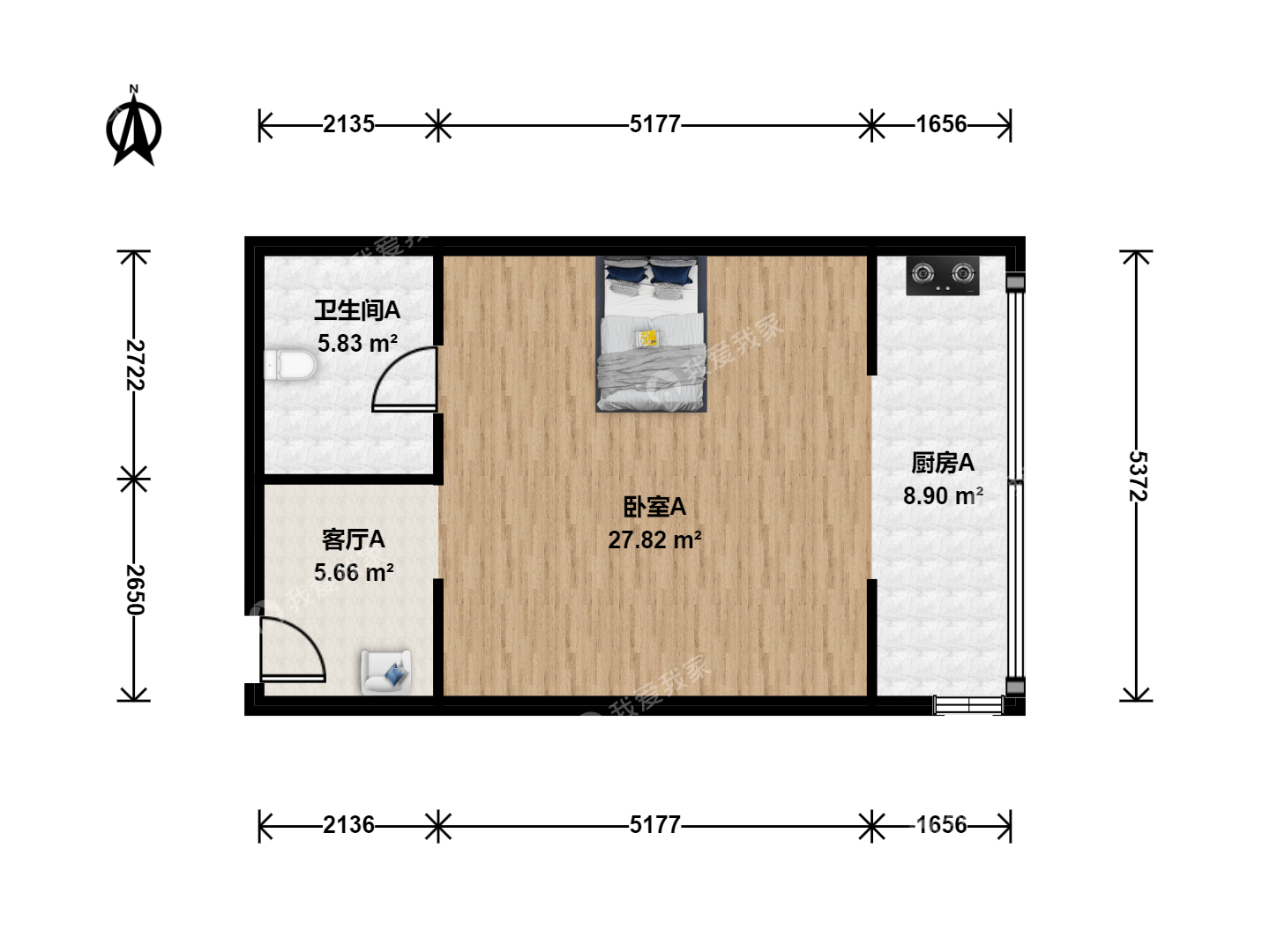 天津我爱我家整租 · 下瓦房街 · 兴军公寓 · 1室1厅