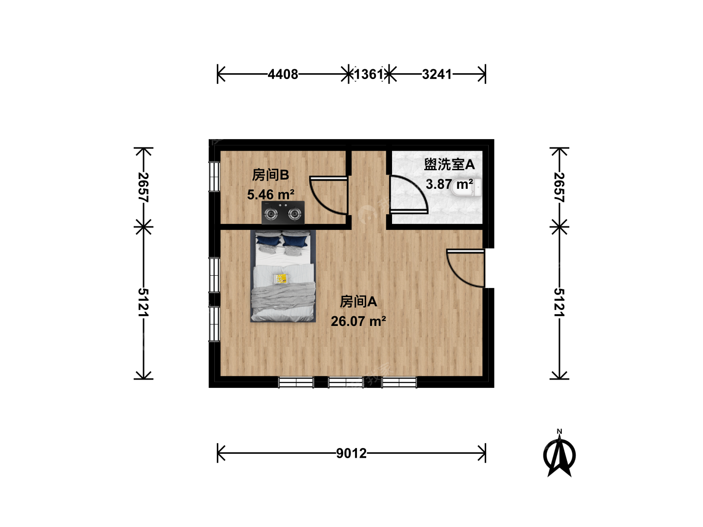 整租·双桥·玲珑山·1房间