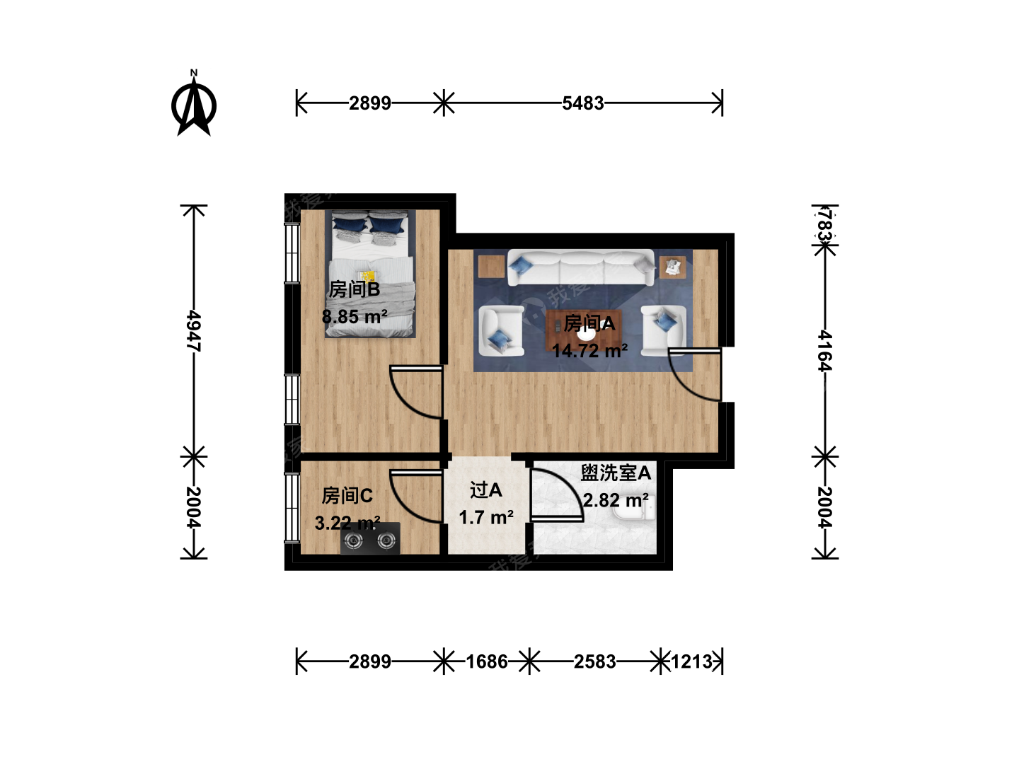 整租·管庄·朗廷大厦·1房间