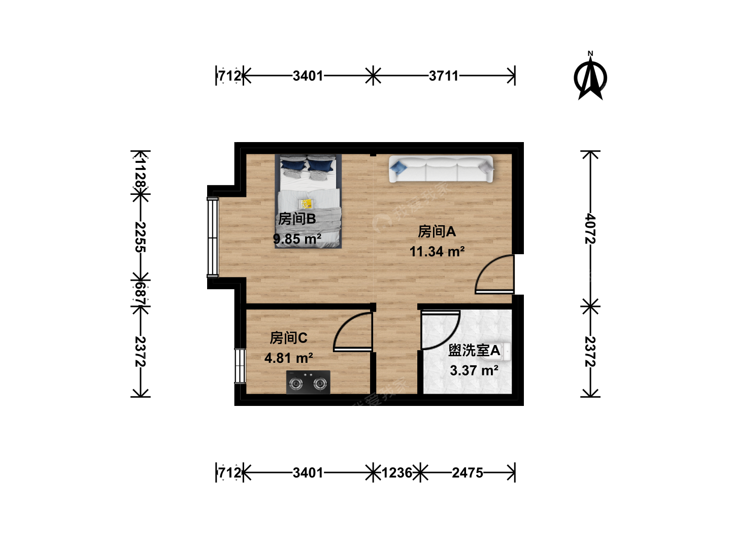 整租·双桥·玲珑山·1房间